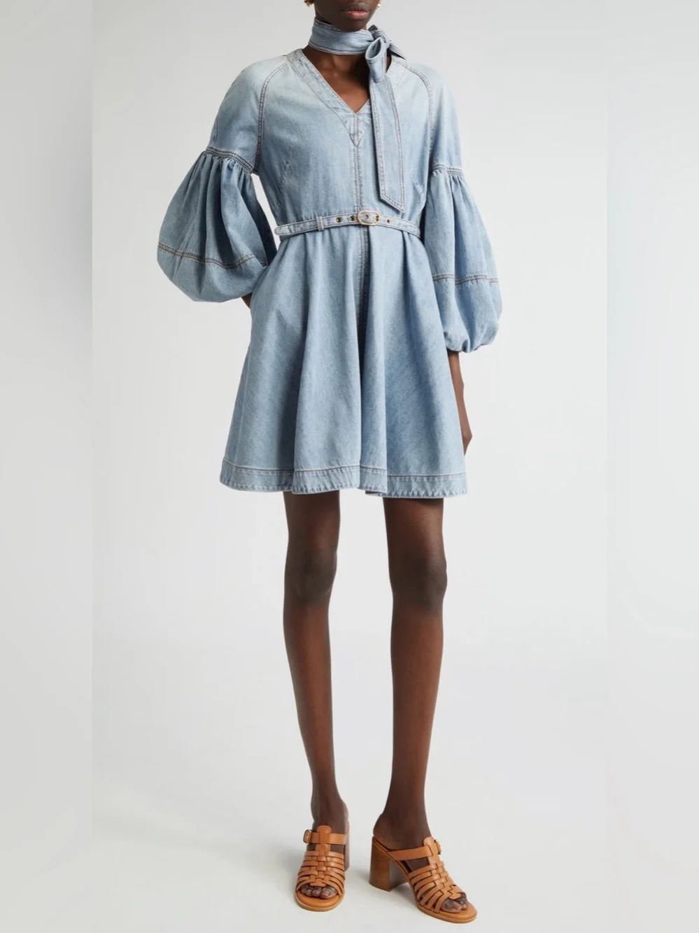 zimmermann denim dress Bianca Crystal-Embellished Denim Dress main image 1